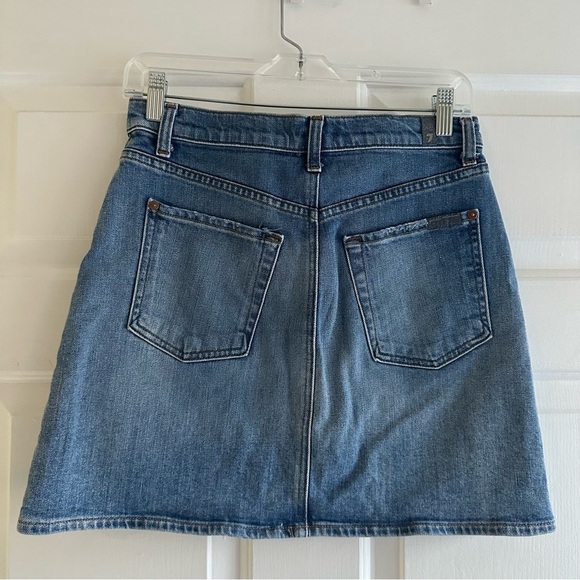 7 FOR ALL MANKIND Asymmetrical Denim Mini Skirt - Picture 7 of 8